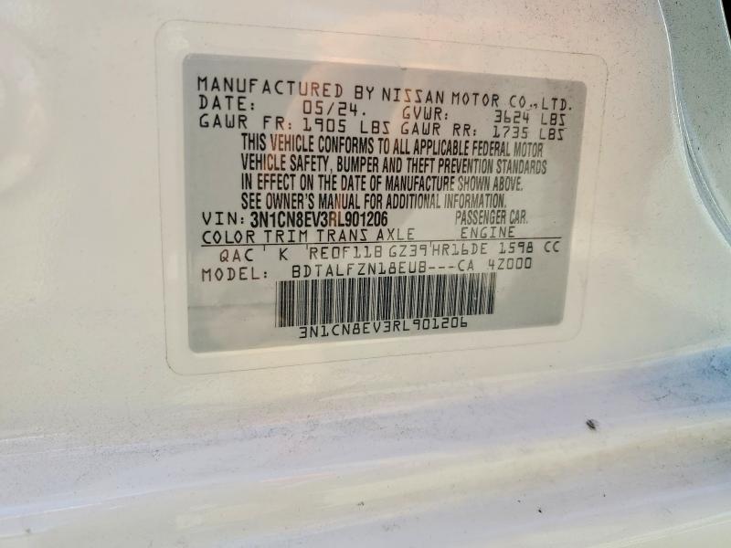 2024 Nissan Versa მანქანა იყიდება აუქციონზე, vin: 3N1CN8EV3RL901206, აუქციონის ნომერი: 51182536