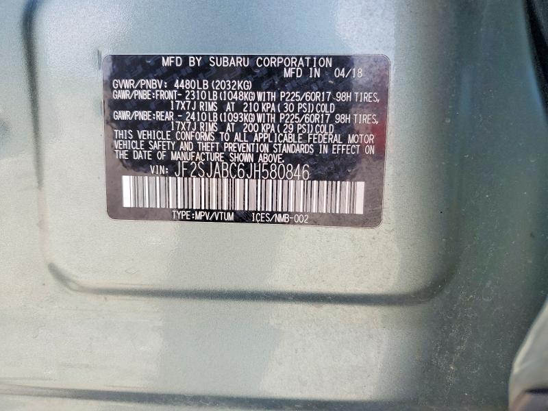 Aukcja sprzedaży 2018 Subaru Forester, vin: JF2SJABC6JH580846, numer aukcji: 49859376