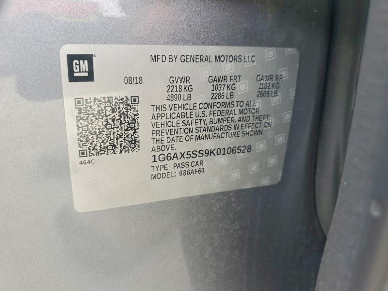 2019 Cadillac Cts მანქანა იყიდება აუქციონზე, vin: 1G6AX5SS9K0106528, აუქციონის ნომერი: 50914506