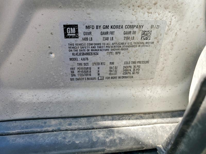 50349916 :رقم المزاد ، KL4CJESB4MB351634 vin ، 2021 Buick Encore مزاد بيع
