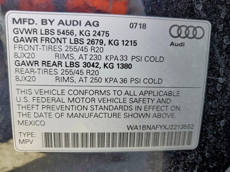 Продаж на аукціоні авто 2018 Audi Q5, vin: WA1BNAFYXJ2213552, номер лоту: 48669476