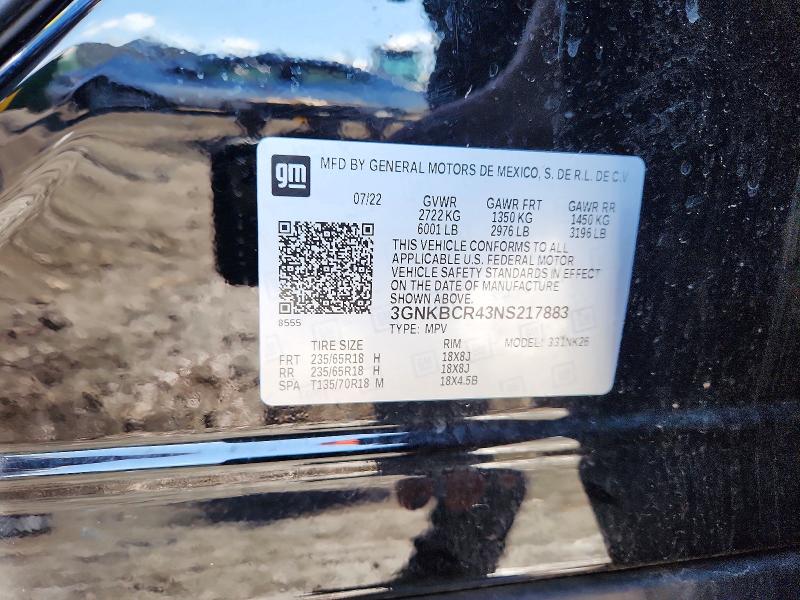 Aukcja sprzedaży 2022 Chevrolet Blazer, vin: 3GNKBCR43NS217883, numer aukcji: 49054856