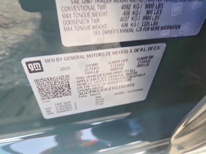 48195826 :رقم المزاد ، 3GCPKCEK8TG182972 vin ، 2026 Chevrolet Silverado مزاد بيع