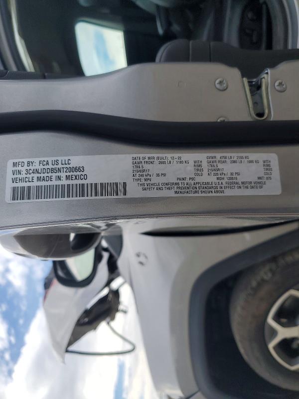 49623716 :رقم المزاد ، 3C4NJDDB5NT200663 vin ، 2022 Jeep Compass مزاد بيع