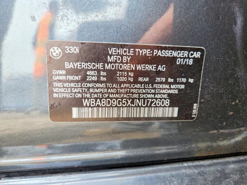 Aukcja sprzedaży 2018 Bmw 330, vin: WBA8D9G5XJNU72608, numer aukcji: 50401316