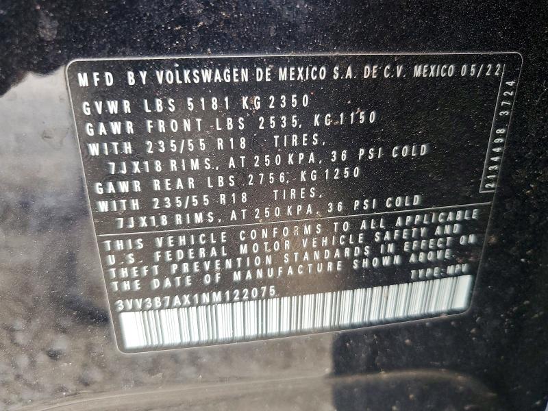 Продаж на аукціоні авто 2022 Volkswagen Tiguan, vin: 3VV3B7AX1NM122075, номер лоту: 48845246