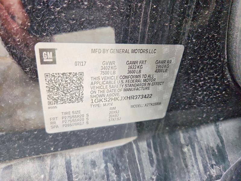 49411706 :رقم المزاد ، 1GKS2HKJXHR373422 vin ، 2017 Gmc Yukon مزاد بيع