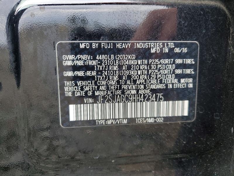 Продажа на аукционе авто 2017 Subaru Forester, vin: JF2SJAGC9HH423475, номер лота: 49786306