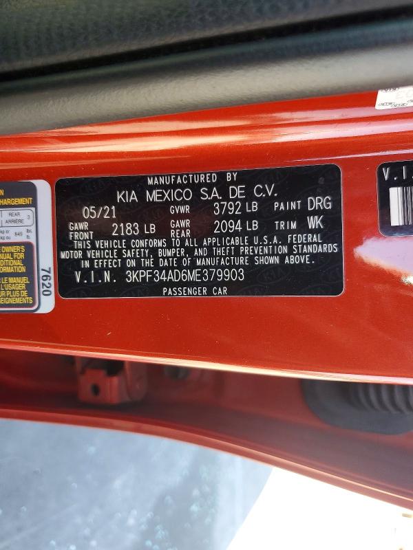 Продаж на аукціоні авто 2021 Kia Forte, vin: 3KPF34AD6ME379903, номер лоту: 48530826