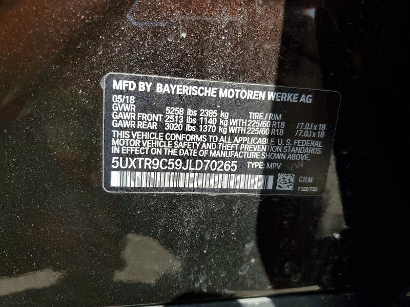 Продаж на аукціоні авто 2018 Bmw X3, vin: 5UXTR9C59JLD70265, номер лоту: 49218166