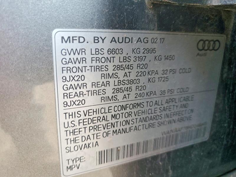 Продаж на аукціоні авто 2017 Audi Q7, vin: WA1VAAF76HD046945, номер лоту: 51287836