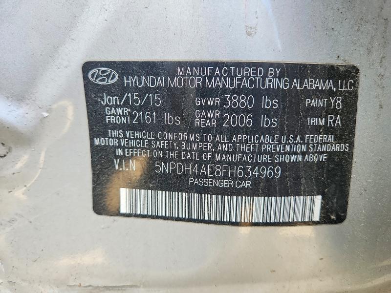 Aukcja sprzedaży 2015 Hyundai Elantra, vin: 5NPDH4AE8FH634969, numer aukcji: 52092156
