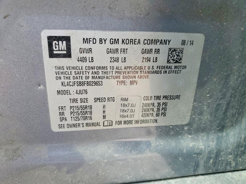 Aukcja sprzedaży 2015 Buick Encore, vin: KL4CJFSB8FB029653, numer aukcji: 51546626