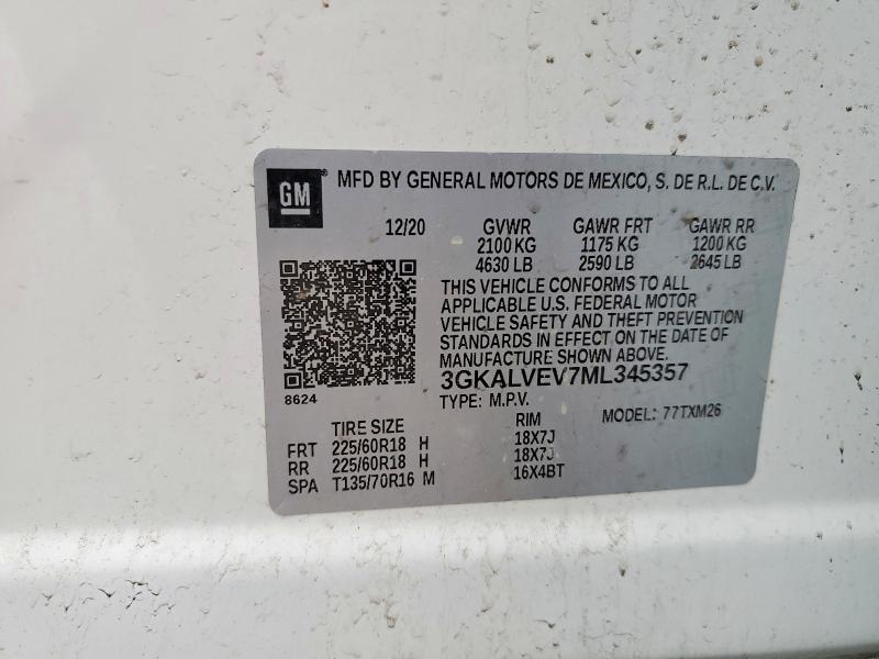 51175436 :رقم المزاد ، 3GKALVEV7ML345357 vin ، 2021 Gmc Terrain مزاد بيع