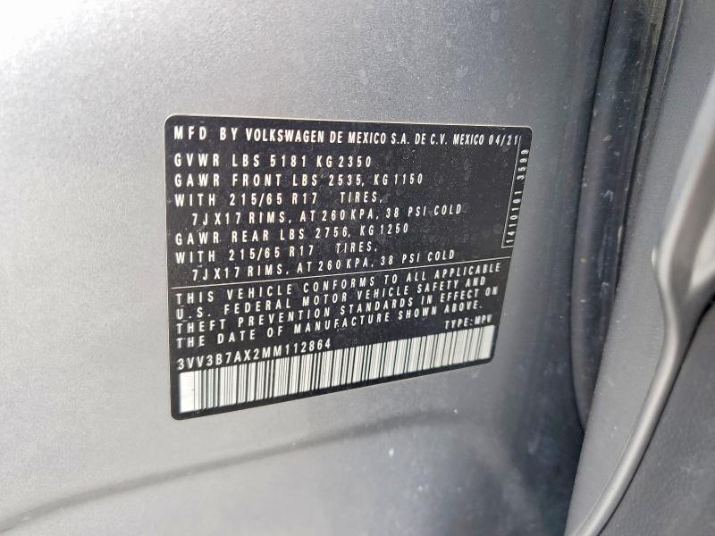 Продажа на аукционе авто 2021 Volkswagen Tiguan, vin: 3VV3B7AX2MM112864, номер лота: 48675176