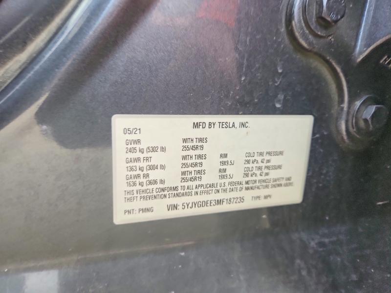 49162756 :رقم المزاد ، 5YJYGDEE3MF187235 vin ، 2021 Tesla Model Y مزاد بيع