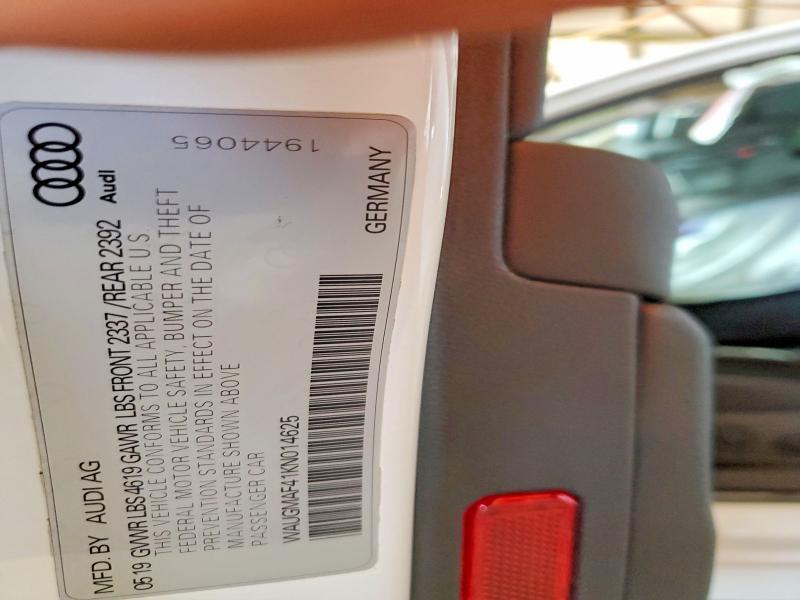 50512456 :رقم المزاد ، WAUGMAF41KN014625 vin ، 2019 Audi A4 مزاد بيع