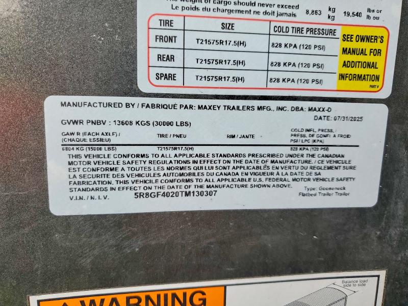Aukcja sprzedaży 2026 Maxx-d Maxey Trailers Mfg, vin: 5R8GF4020TM130307, numer aukcji: 47949356