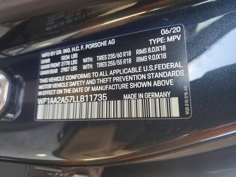 48849326 :رقم المزاد ، WP1AA2A57LLB11735 vin ، 2020 Porsche Macan مزاد بيع