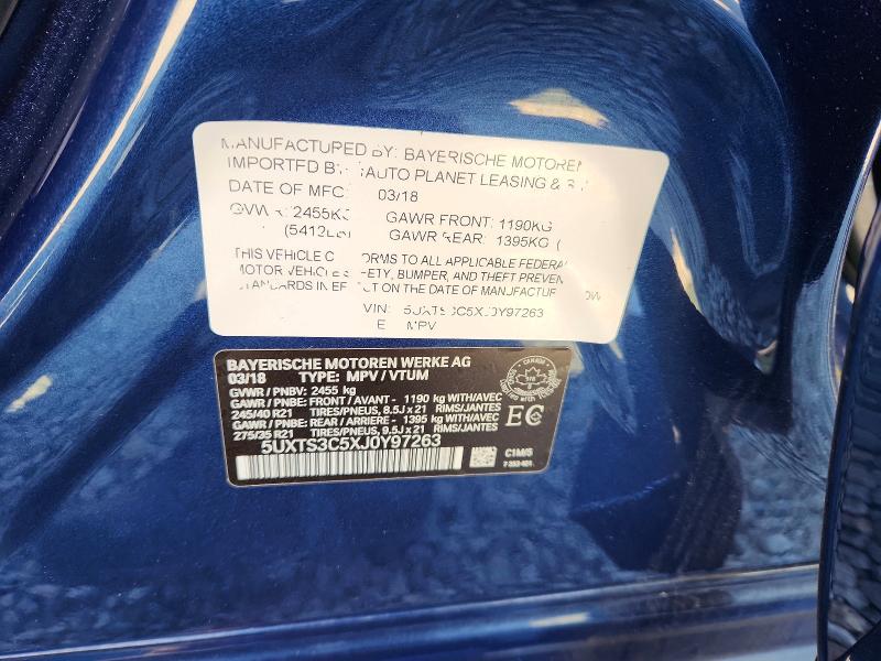 Продаж на аукціоні авто 2018 Bmw X3, vin: 5UXTS3C5XJ0Y97263, номер лоту: 50515466