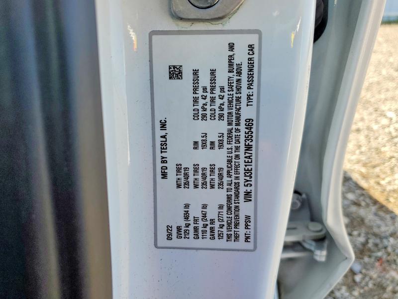 Aukcja sprzedaży 2022 Tesla Model 3, vin: 5YJ3E1EA7NF355469, numer aukcji: 50948196
