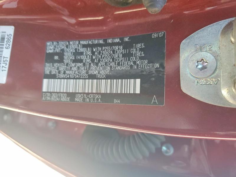 50908646 :رقم المزاد ، 5TBRV54107S472255 vin ، 2007 Toyota Tundra مزاد بيع