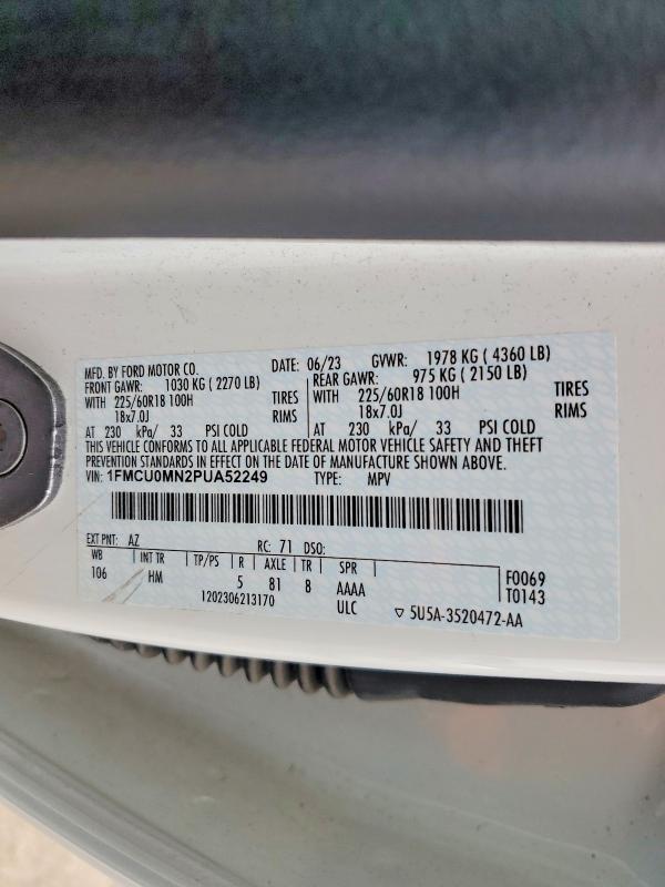 Aukcja sprzedaży 2023 Ford Escape, vin: 1FMCU0MN2PUA52249, numer aukcji: 48849106