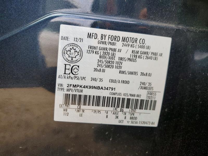 Продажа на аукционе авто 2022 Ford Edge, vin: 2FMPK4K99NBA34791, номер лота: 50951466