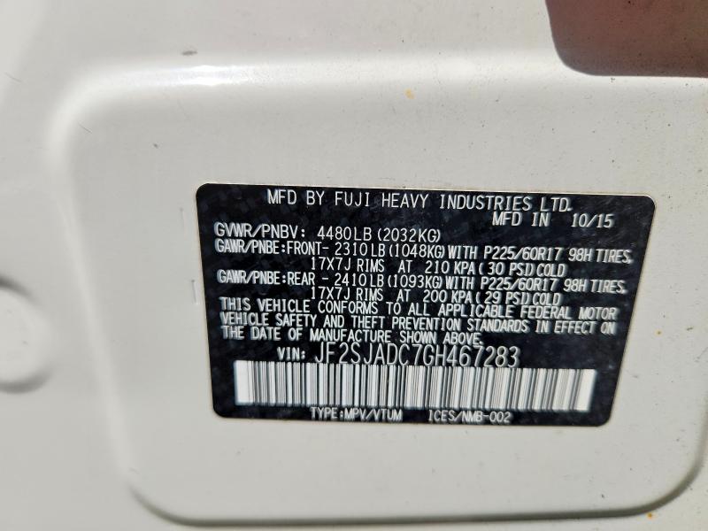 Aukcja sprzedaży 2016 Subaru Forester, vin: JF2SJADC7GH467283, numer aukcji: 49365286