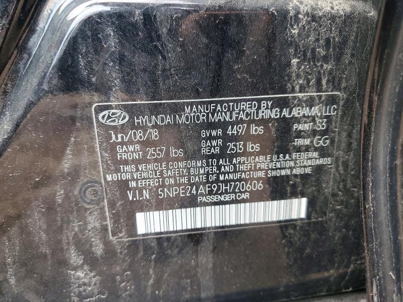 2018 Hyundai Sonata მანქანა იყიდება აუქციონზე, vin: 5NPE24AF9JH720606, აუქციონის ნომერი: 51801756