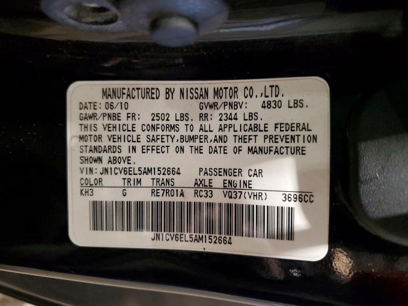 50578446 :رقم المزاد ، JN1CV6EL5AM152664 vin ، 2010 Infiniti G37 Coupe مزاد بيع