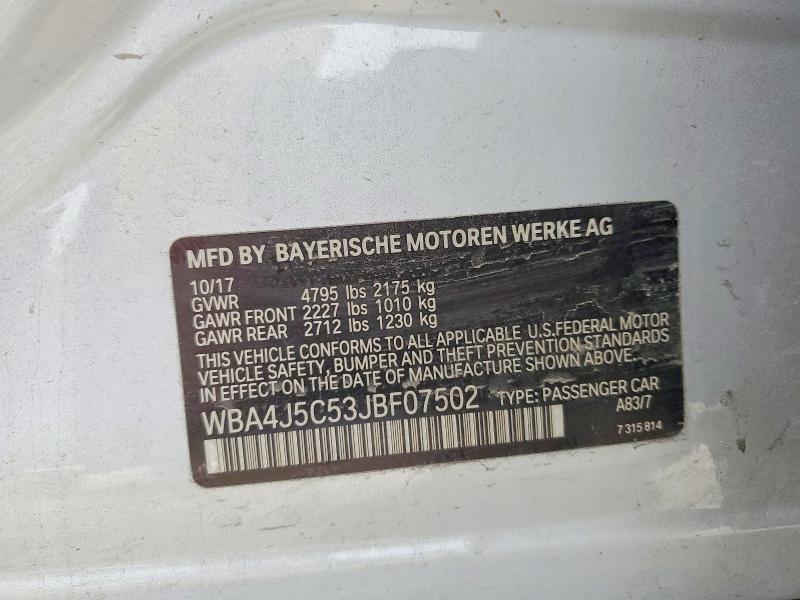51296426 :رقم المزاد ، WBA4J5C53JBF07502 vin ، 2018 Bmw 440i مزاد بيع