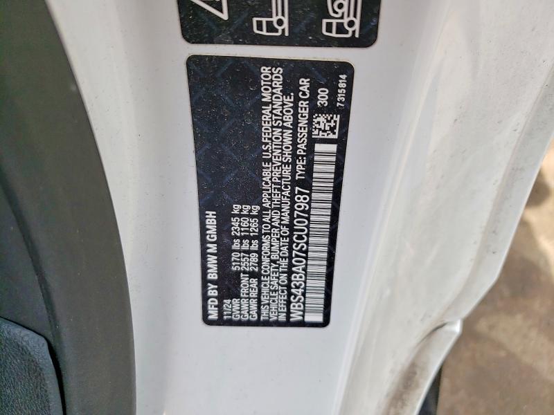 Aukcja sprzedaży 2025 Bmw M4, vin: WBS43BA07SCU07987, numer aukcji: 51690416