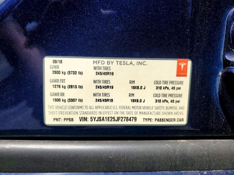 Aukcja sprzedaży 2018 Tesla Model S, vin: 5YJSA1E25JF278479, numer aukcji: 50192526