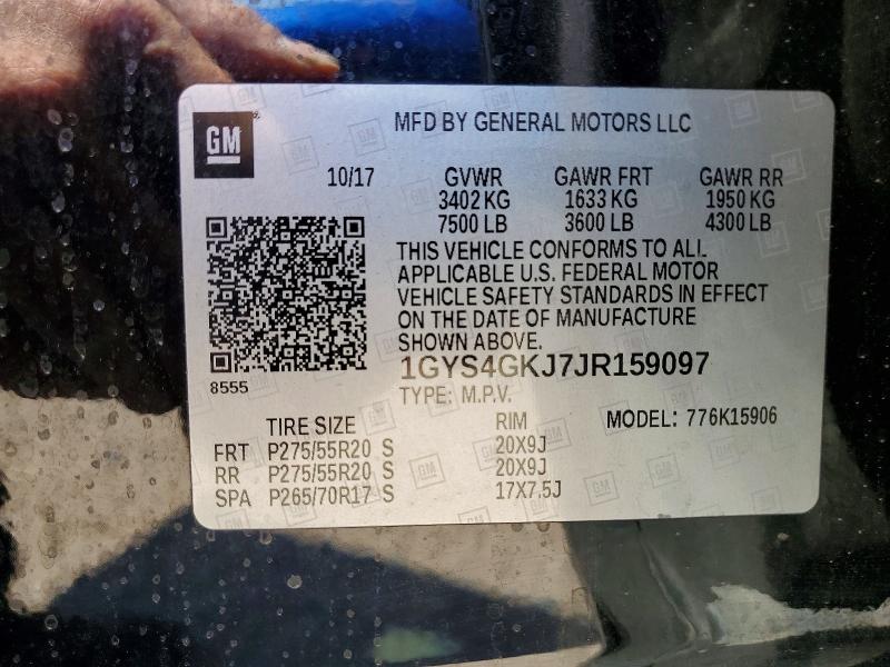 47751066 :رقم المزاد ، 1GYS4GKJ7JR159097 vin ، 2018 Cadillac Escalade مزاد بيع