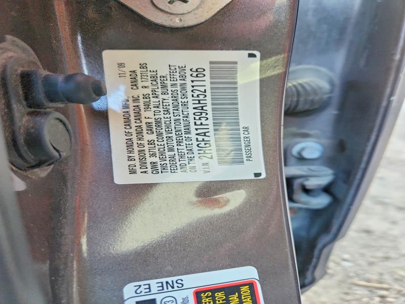 51434916 :رقم المزاد ، 2HGFA1F59AH521166 vin ، 2010 Honda Civic مزاد بيع
