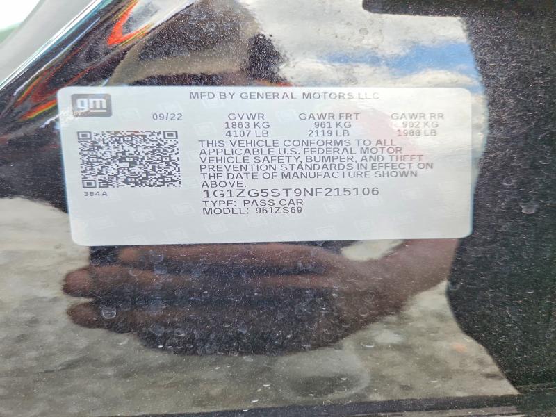 2022 Chevrolet Malibu მანქანა იყიდება აუქციონზე, vin: 1G1ZG5ST9NF215106, აუქციონის ნომერი: 50616496