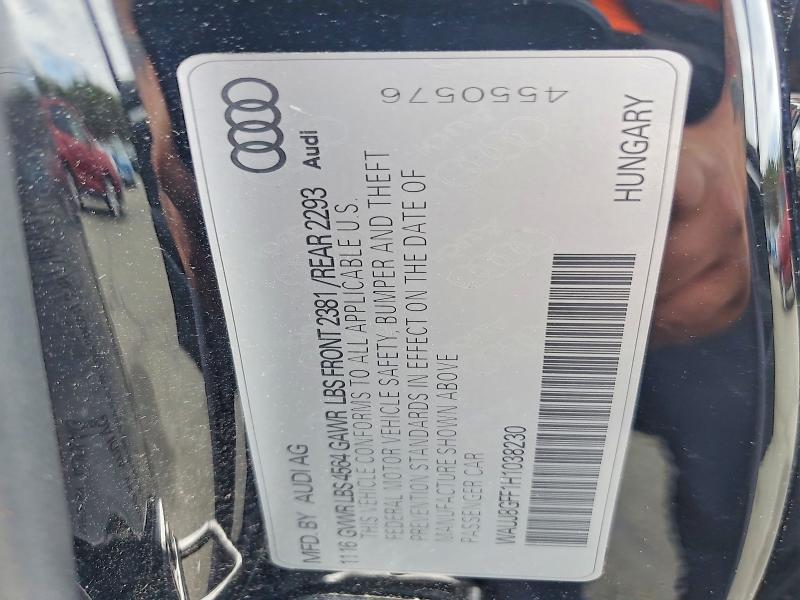 Aukcja sprzedaży 2017 Audi A3, vin: WAUJ8GFF1H1038230, numer aukcji: 48023996