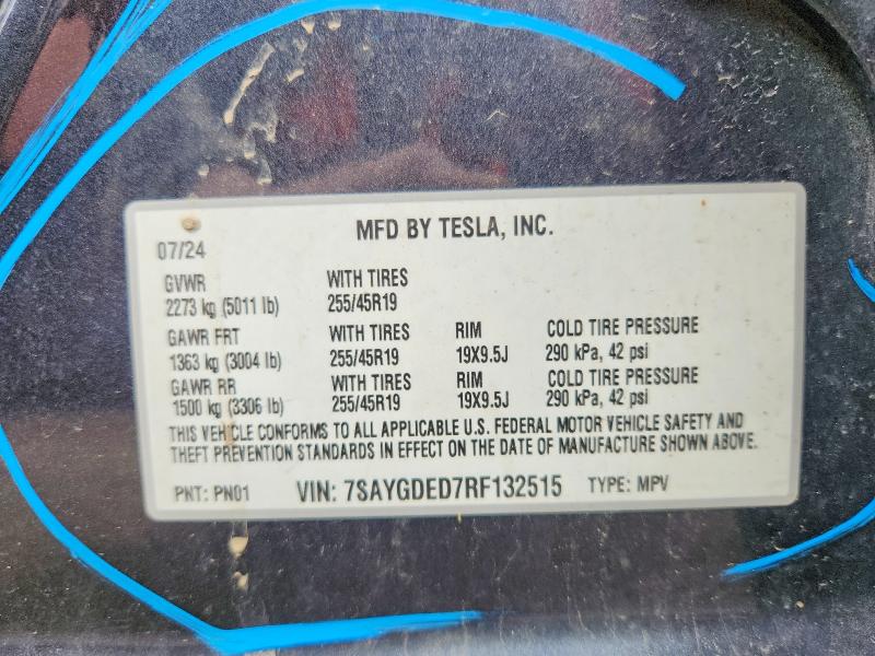 Aukcja sprzedaży 2024 Tesla Model Y, vin: 7SAYGDED7RF132515, numer aukcji: 48286176