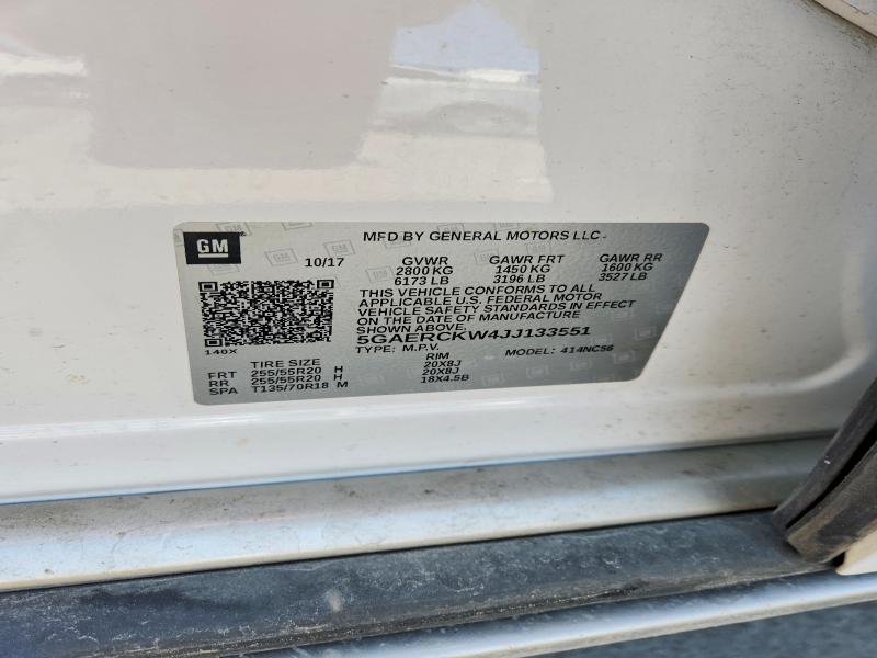 Продаж на аукціоні авто 2018 Buick Enclave, vin: 5GAERCKW4JJ133551, номер лоту: 51011806