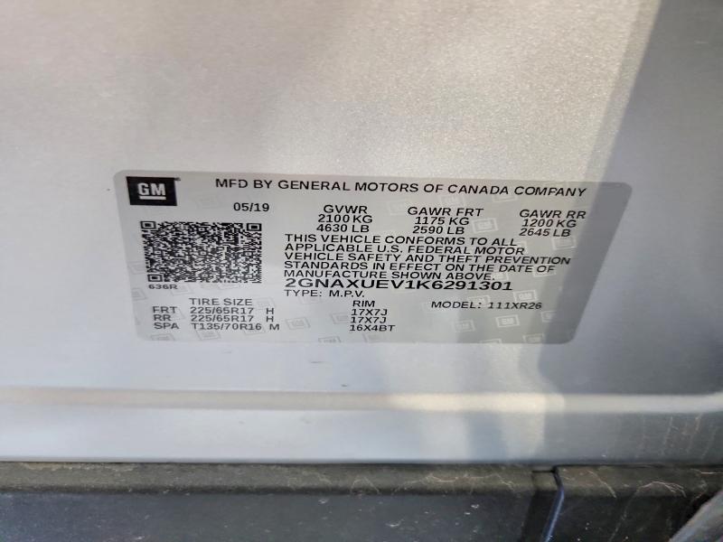 Продажа на аукционе авто 2019 Chevrolet Equinox, vin: 2GNAXUEV1K6291301, номер лота: 49821406