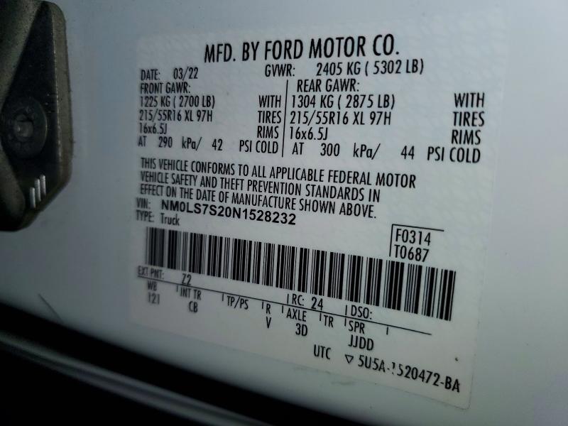 Продажа на аукционе авто 2022 Ford Transit Connect, vin: NM0LS7S20N1528232, номер лота: 61799296
