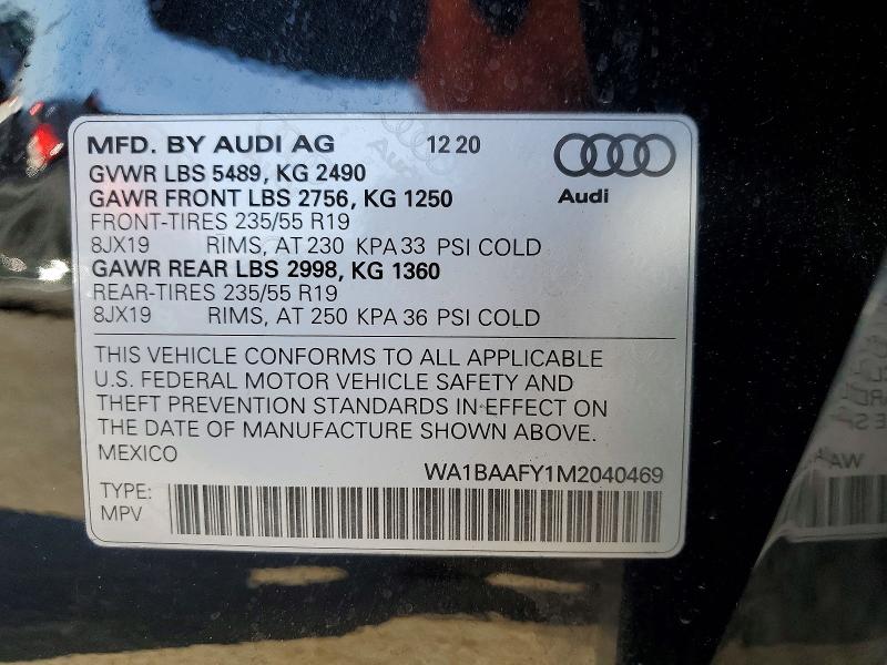 Продажа на аукционе авто 2021 Audi Q5, vin: WA1BAAFY1M2040469, номер лота: 51403176