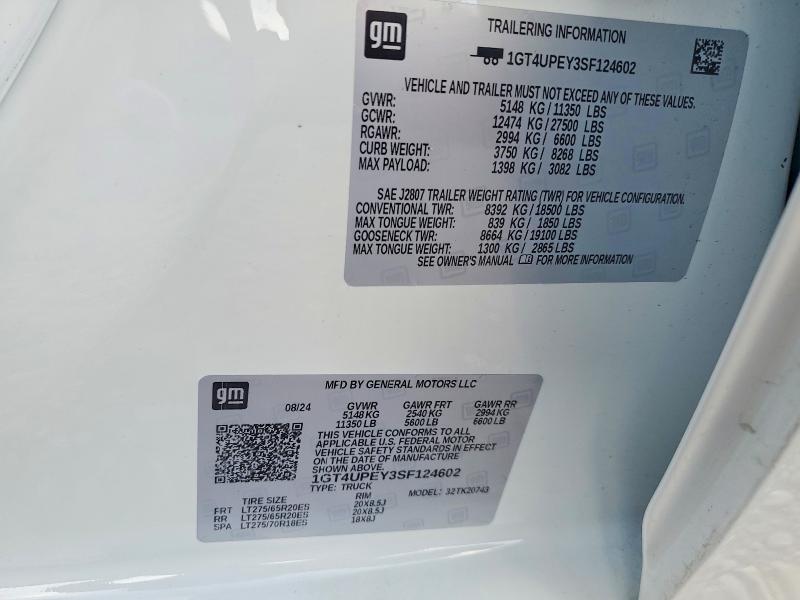Продаж на аукціоні авто 2025 Gmc Sierra, vin: 1GT4UPEY3SF124602, номер лоту: 51524296