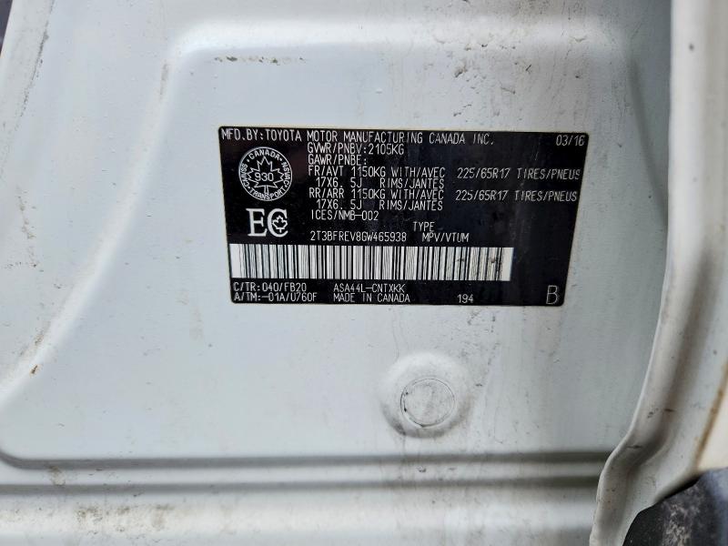 2016 Toyota Rav4 მანქანა იყიდება აუქციონზე, vin: 2T3BFREV8GW465938, აუქციონის ნომერი: 48260396