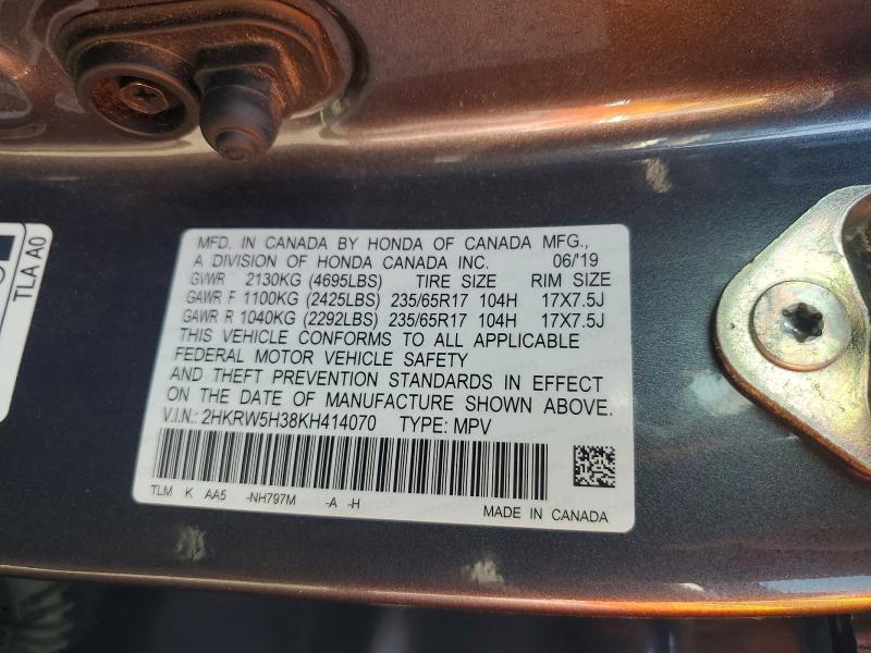 48529996 :رقم المزاد ، 2HKRW5H38KH414070 vin ، 2019 Honda Cr-v مزاد بيع