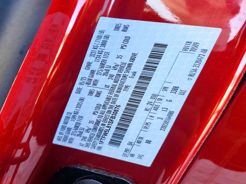 Aukcja sprzedaży 2025 Ford F150, vin: 1FTFW5L81SFB30876, numer aukcji: 49146536