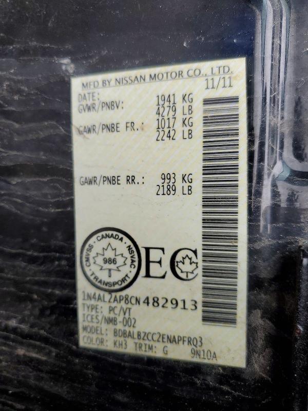 Aukcja sprzedaży 2012 Nissan Altima, vin: 1N4AL2AP8CN482913, numer aukcji: 49448996