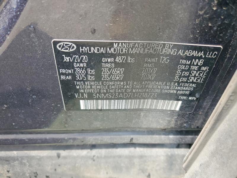 Продажа на аукционе авто 2020 Hyundai Santa Fe, vin: 5NMS23AD7LH218723, номер лота: 50348866
