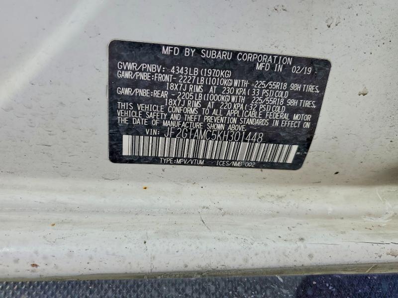 2019 Subaru Crosstrek მანქანა იყიდება აუქციონზე, vin: JF2GTAMC5KH301448, აუქციონის ნომერი: 46779186